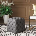 Wide Velvet Tufted Square Ottoman