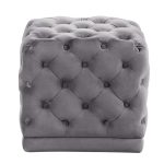Wide Velvet Tufted Square Ottoman
