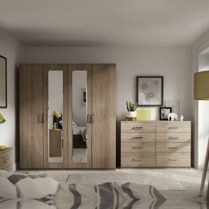 4 Door Cabinet with Night Stand and Chest