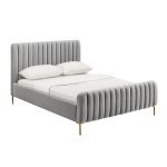 Angela Channel Tufted Velvet Bed in Grey