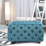TEAL Square Tufted Fabric, Bench