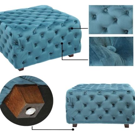 TEAL Square Tufted Fabric, Bench
