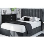 Beige Wing Back Velvet Bed