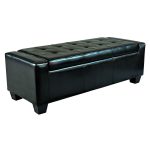Black Faux Leather Storage Ottoman Bench