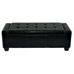 Black Faux Leather Storage Ottoman Bench