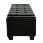 Black Faux Leather Storage Ottoman Bench