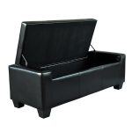 Black Faux Leather Storage Ottoman Bench