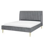 Blue Channel Tufted Velvet Bed