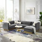 Cecilie Wide Velvet Symmetrical Sectional Sofa