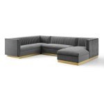 Cecilie Wide Velvet Symmetrical Sectional Sofa