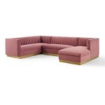 Cecilie Wide Velvet Symmetrical Sectional Sofa