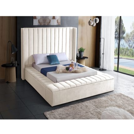 Channel tufting / storage velvet king bed