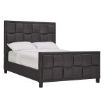 Charcoal Cotton and Polyester Upholstered Bed