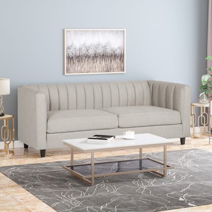 Contemporary Channel Stitched 3 Seater Sofa