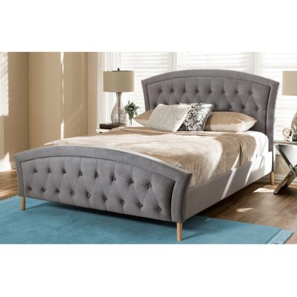 Contemporary Fabric Curved Tufted Bed
