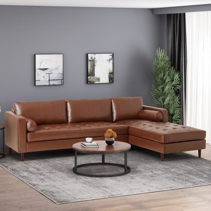 Contemporary Tufted Upholstered Chaise Sectional