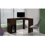 Corner L-Shape Computer Table in Walnut