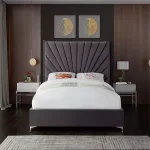 Cross Tufted high headboard velvet upholstery bed