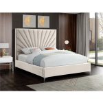 Cross Tufted high headboard velvet upholstery bed
