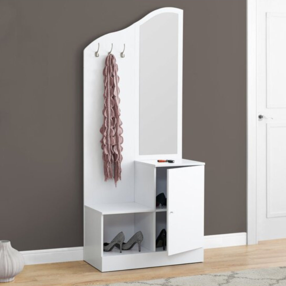 Curved Top Hall Tree with Mirror Curved Top Hall Tree with Mirror