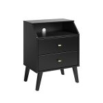Fatima 2-Drawers Night Stand in Black