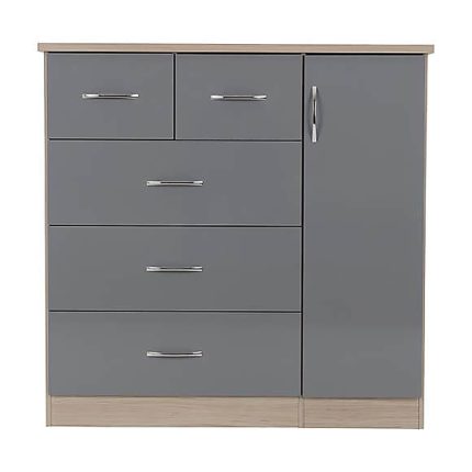 Fatima Grey 5 Drawer Compact Wardrobe
