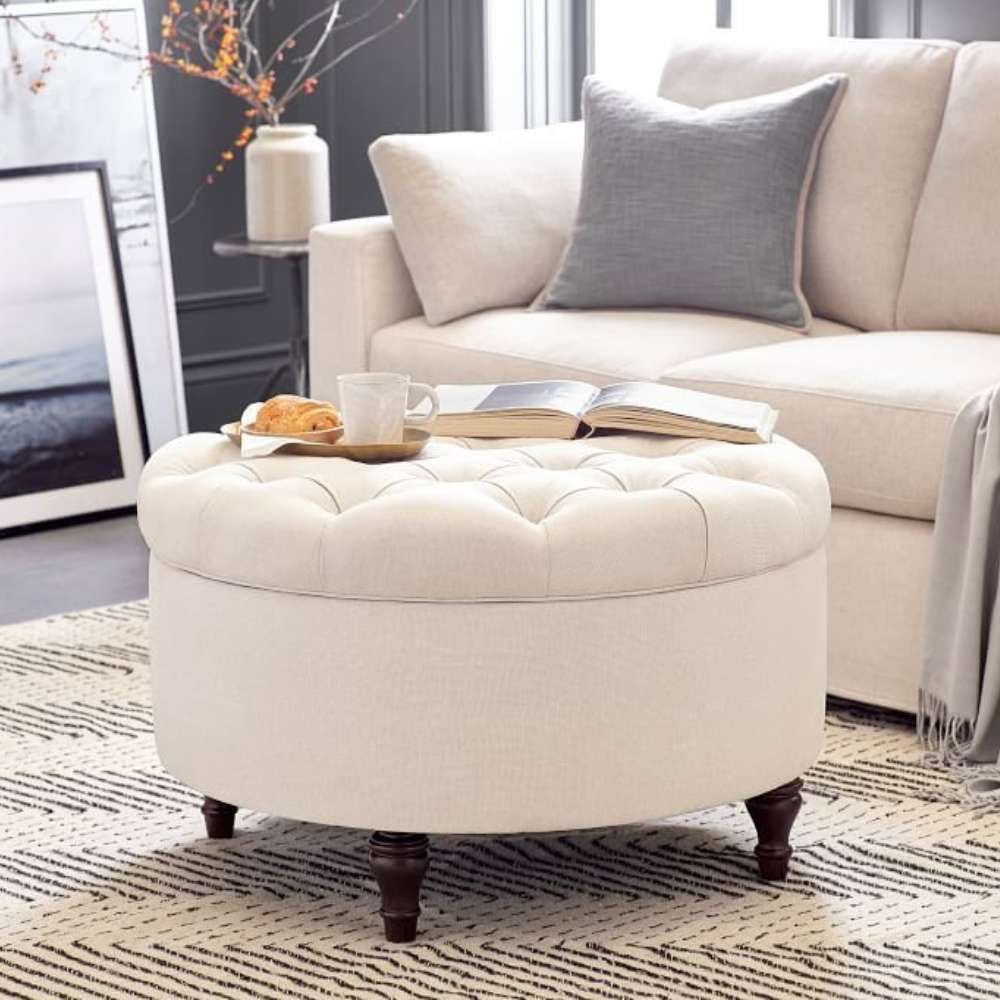 Fatima Tufted Round Storage Ottoman 1 Fatima Tufted Round Storage Ottoman