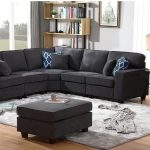 Gray Woven 6Pc Modular Sectional Sofa with Ottoman