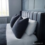 Grey Velvet Small Double Ottoman Bed with Winged Headboard