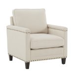 Hersfeld Ivory Fabric Chair with Nailhead Trim