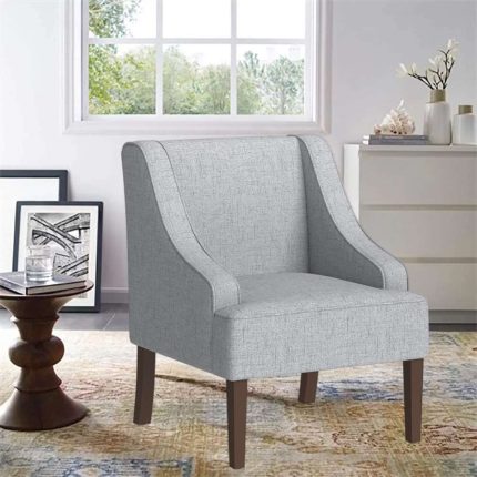 Lyric Light Grey Swoop Arm Accent Chair