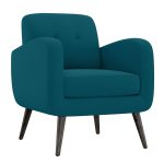 Mid-century Peacock Blue Linen Arm Chair