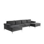 Modern XL Velvet Upholstery U-Shaped Sectional Sofa