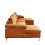 Modern XL Velvet Upholstery U-Shaped Sectional Sofa