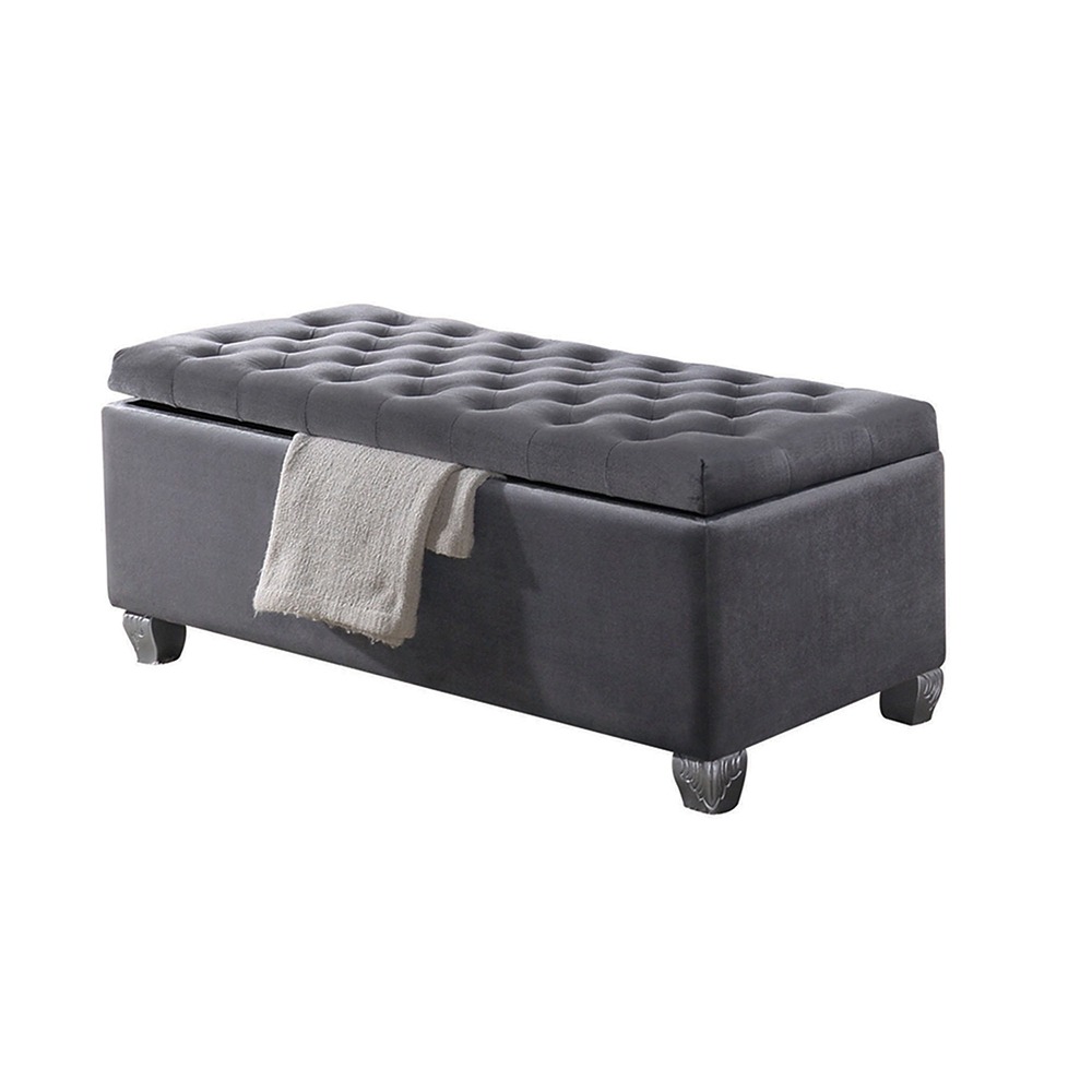 Rebekah Grey Fabric Storage Bench 2 Rebekah Grey Fabric Storage Bench