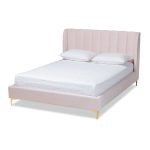 Saverio Glam And Luxe Velvet Upholstered Bed With Gold Tone Legs