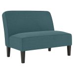 Shoshone Caribbean Blue Linen Armless Settee