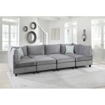 Simona Grey Velvet 8Pc Modular Sectional Sofa Set