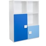 Three Layer Bookcase in Blue and White Colour