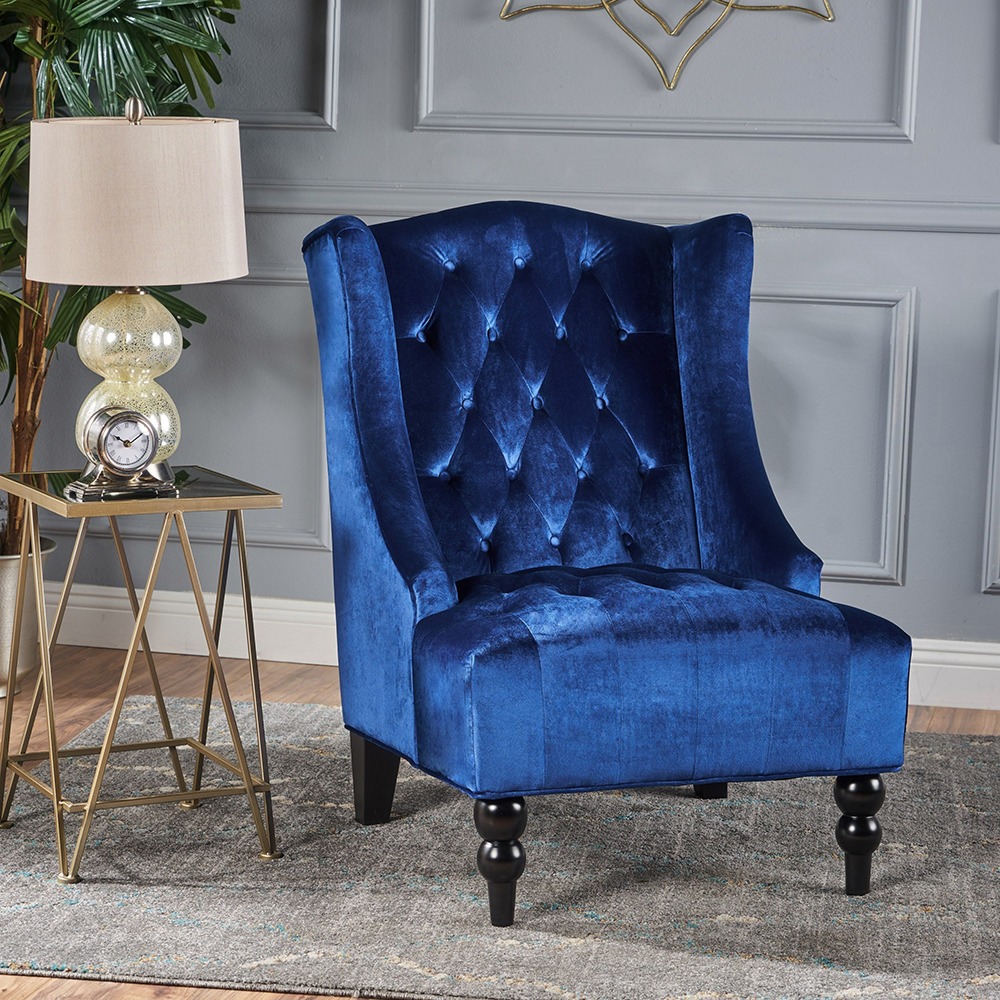 Toddman High-Back Velvet Club Chair 1 Toddman High-Back Velvet Club Chair