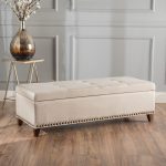 Tufted Fabric Rectangle Storage Ottoman Bench