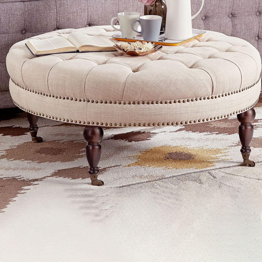 Tufted-Round-Ottoman-Bench Tufted Round Ottoman Bench