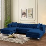 Velvet Upholstered U-Shaped Sectional Sofa