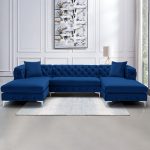 Velvet Upholstered U-Shaped Sectional Sofa
