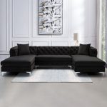 Velvet Upholstered U-Shaped Sectional Sofa