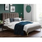Velvet Upholstered Vertical Tufted Bed