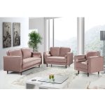 Velvet fabric contemporary tufted sofa