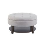Wide Tufted Round Storage Ottoman