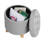 Button Tufted Round Storage Ottoman