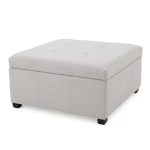 Button Tufted Square Ottoman with Storage